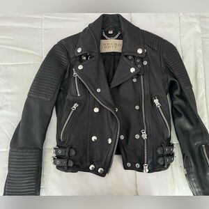 Burberry Brit Loseley Iconic Leather Jacket Made In Italy Authentic